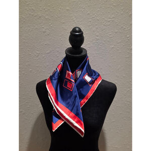 Women's Vana Blue Red Geometric Polyester Scarf One Size